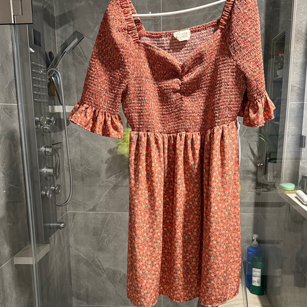 Just Found Orang Floral Knee-length Dress Size 2X